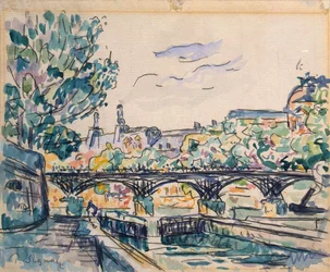 Ufer der Seine in der Nähe der Pont des Arts, mit Blick auf den Louvre